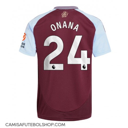 Camisa de time de futebol Aston Villa Amadou Onana #24 Replicas 1º Equipamento 2024-25 Manga Curta